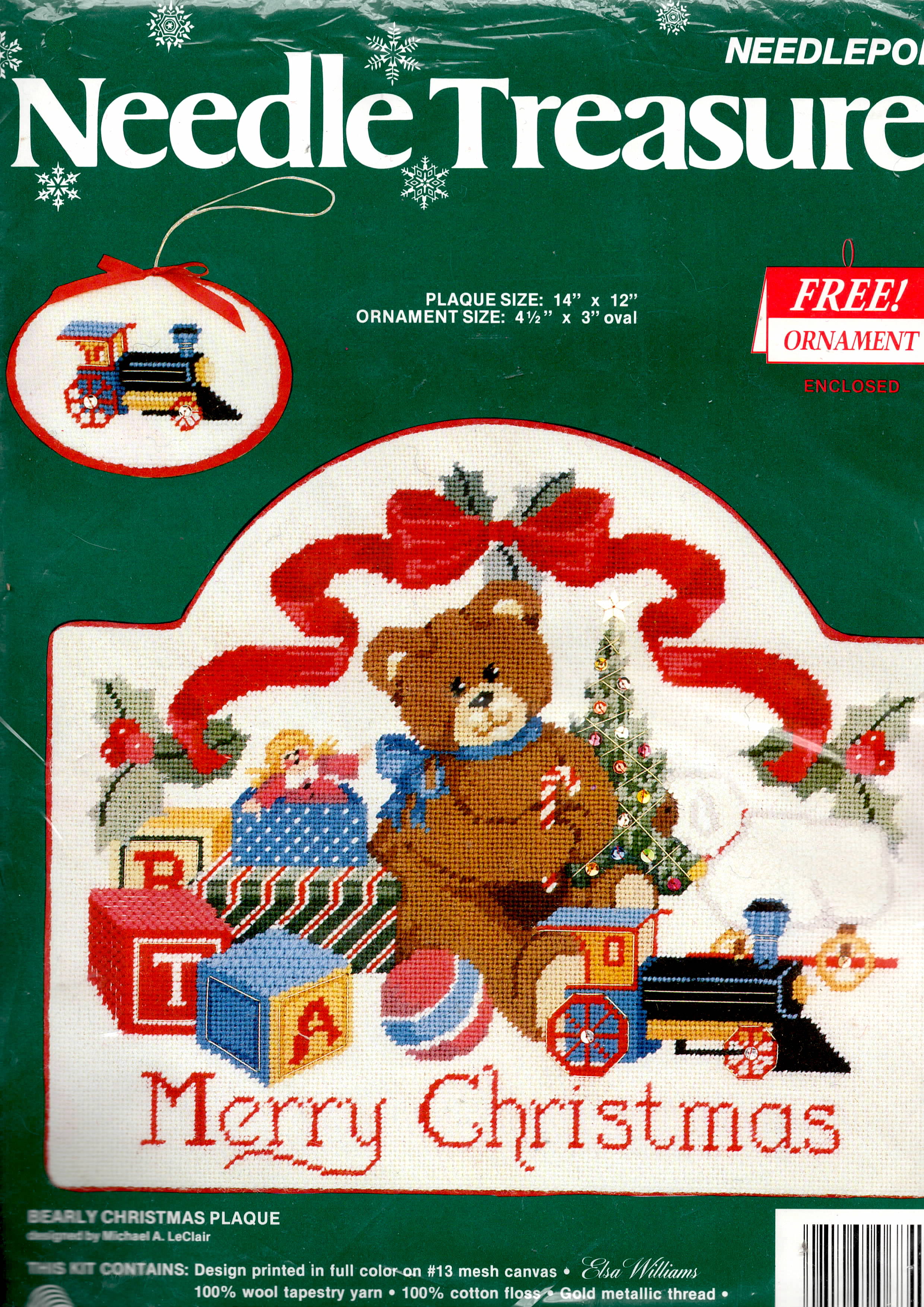 DIY Needle Treasures Bearly Christmas Plaque Needlepoint Wall Hanging Kit 06840