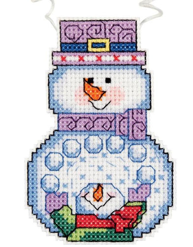 DIY Wizzers Snowballs Snowman Christmas Plastic Canvas Cross Stitch Ornament Kit