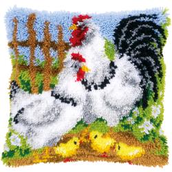 DIY Vervaco Chicken Family on a Farm Latch Hook Kit Pillow Top Wall Hanging 16