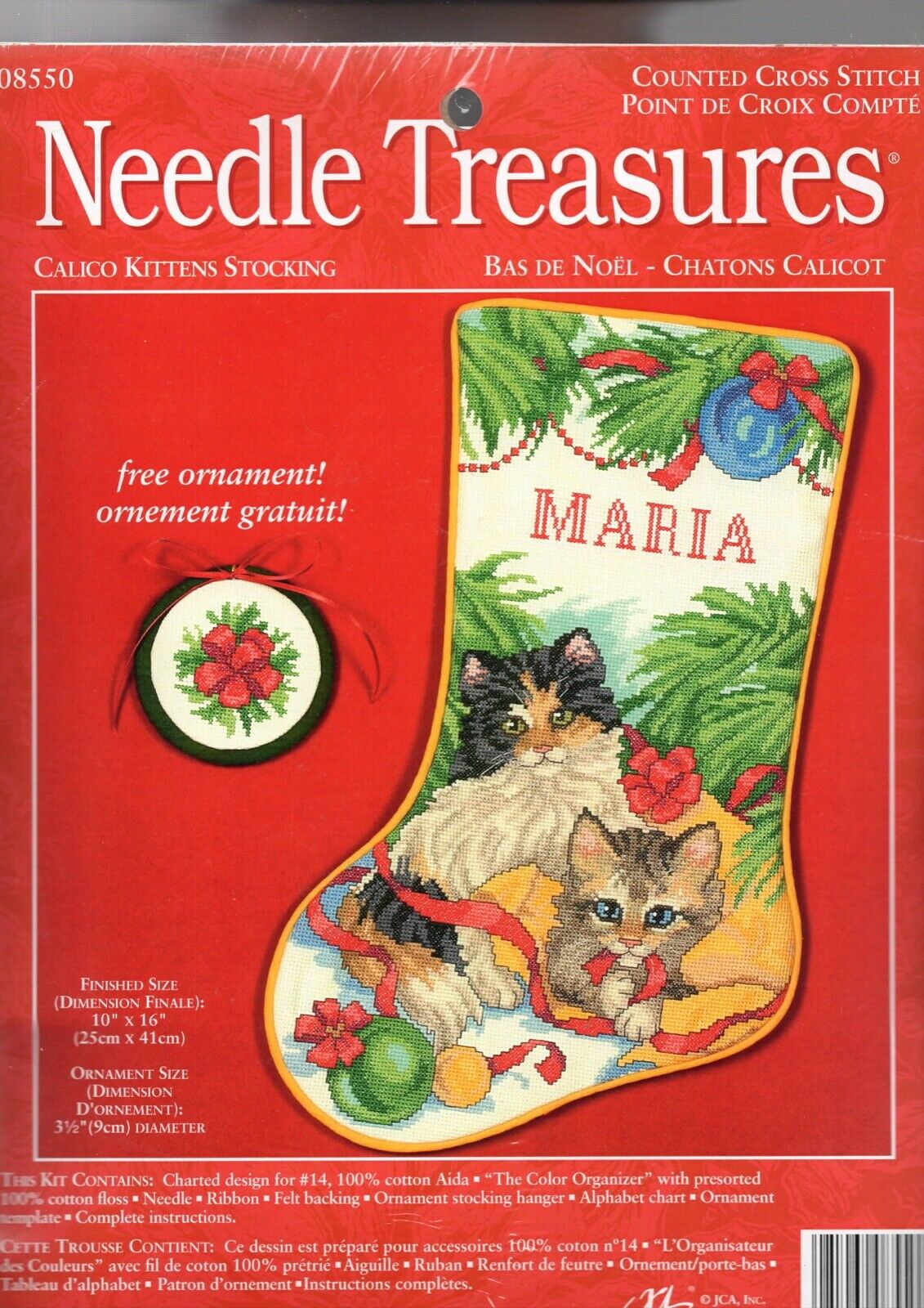 DIY Needle Treasures Calico Kittens Cat Counted Cross Stitch Stocking Kit 08550