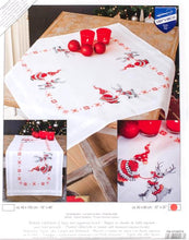 Load image into Gallery viewer, DIY Vervaco Christmas Elves Santa Gnome Deer Stamped Cross Stitch Tablecloth Kit