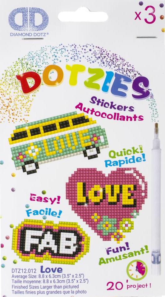 DIY Diamond Dotz Love Fab Hippy Heart Dotzies Sticker Facet Art Bead Craft Kit