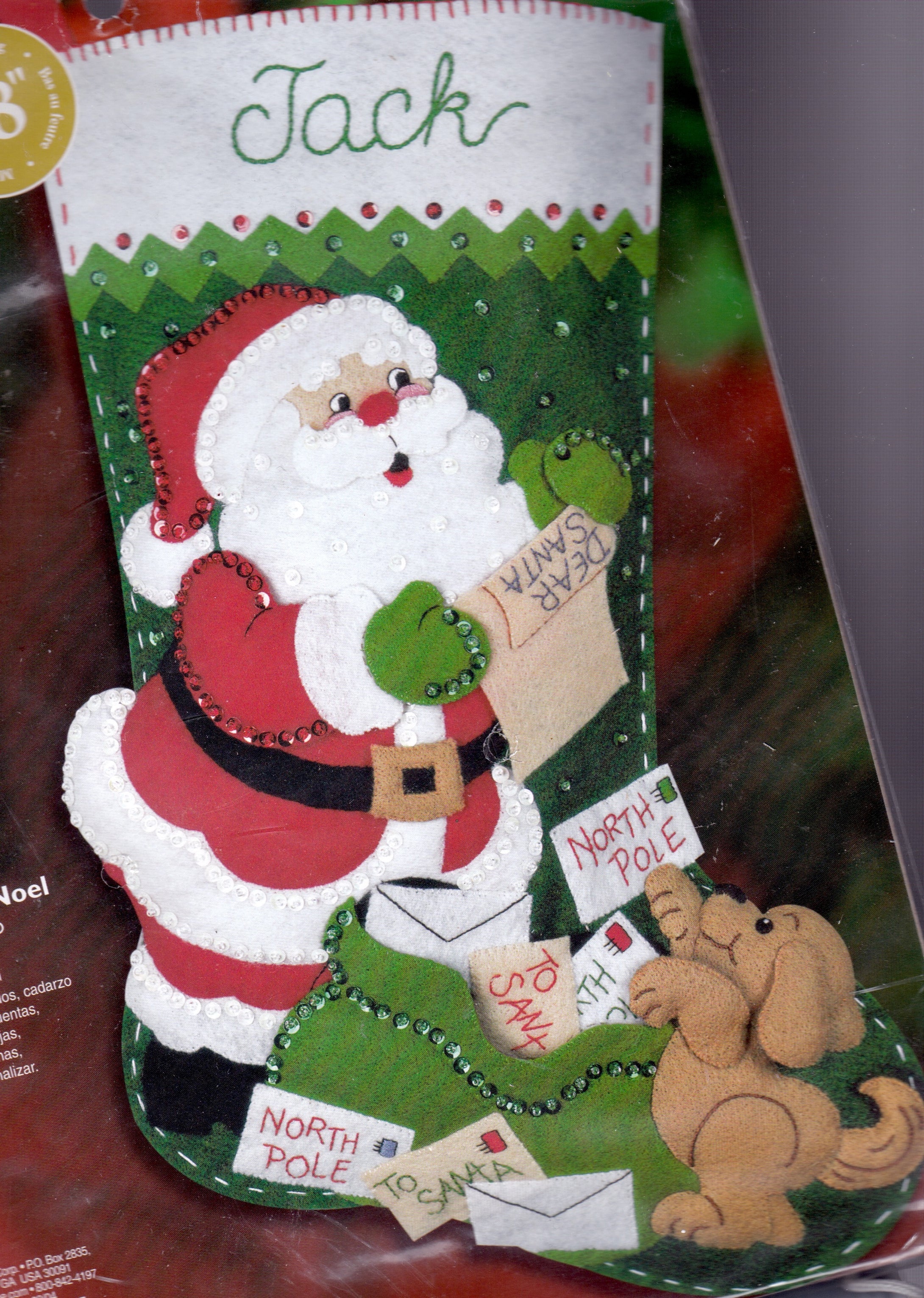 DIY Bucilla Letters To Santa Puppy Dog Christmas Mail Felt Stocking Kit 85106