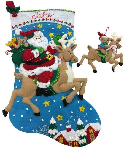 DIY Bucilla Reindeer Santa Christmas Delivery Holiday Felt Stocking Kit 86816