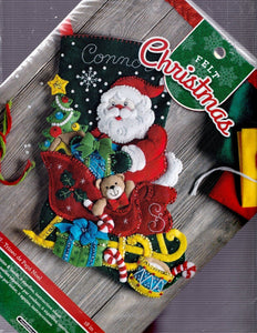 DIY Bucilla Santas Sleigh Christmas Eve Delivery Gifts Felt Stocking Kit 86866