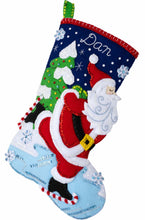 Load image into Gallery viewer, DIY Bucilla Skating Santa Ice Skate Winter Christmas Felt Stocking Kit 89479E
