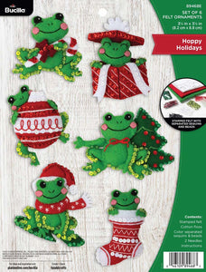 DIY Bucilla Hoppy Holidays Frogs Animals Christmas Felt Tree Ornament Kit 89468E