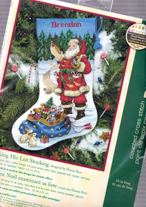 DIY Dimension Checking His List Santa Counted Cross Stitch Stocking Kit 8645
