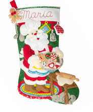Load image into Gallery viewer, DIY Bucilla Gingerbread Santa Cookies Baker Christmas Felt Stocking Kit 89312E