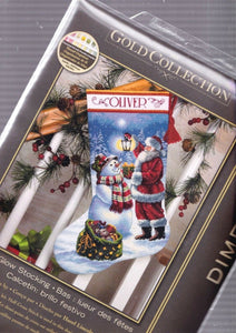DIY Holiday Glow Santa Snowman Christmas Counted Cross Stitch Stocking Kit 08952