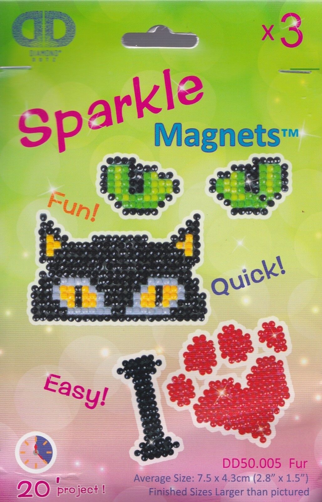 DIY Diamond Dotz Fur Cat Eyes Paw Print Pet Sparkle Magnets Facet Bead Craft Kit