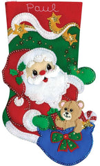 DIY Design Works Starlight Santa Christmas Bear Holiday Felt Stocking Kit 5248
