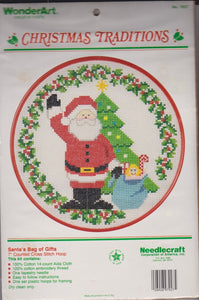 DIY Santa's Bag of Gifts Framed Counted Cross Stitch Kit