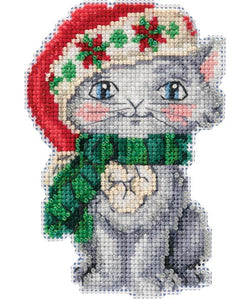 DIY Mill Hill Kitty Jim Shore Christmas Holiday Bead Cross Stitch Picture Kit