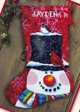 Load image into Gallery viewer, DIY Dimensions Snowman and Friends Bird Christmas Needlepoint Stocking Kit 09146