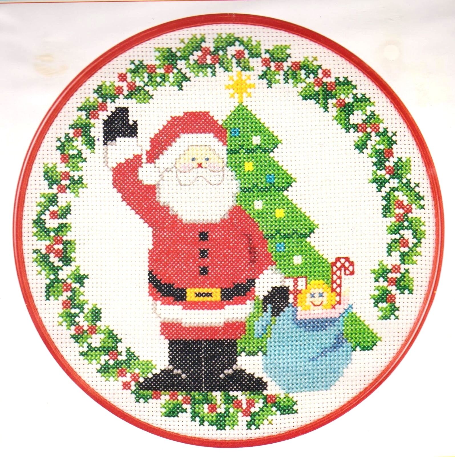 DIY Santa's Bag of Gifts Framed Counted Cross Stitch Kit