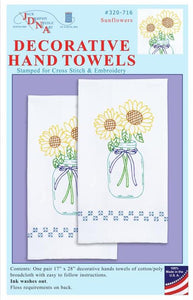 DIY Jack Dempsey Sunflowers Jar Stamped Cross Stitch Guest Hand Towel Kit 320716