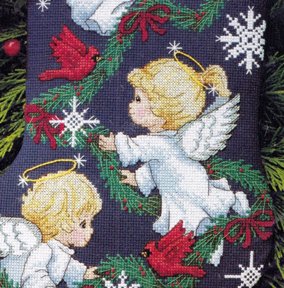 Design Works Crafts Shoveling Snowman Counted Cross Stitch Stocking Kit,  White