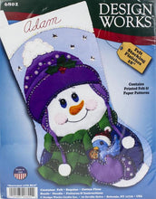 Load image into Gallery viewer, DIY Design Works Snowman &amp; Bird Winter Holiday Christmas Felt Stocking Kit 6802