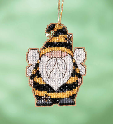 DIY Mill Hill Bee Gnome Bumblebee Spring Glass Bead Cross Stitch Ornament Kit
