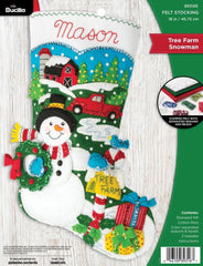 DIY Bucilla Tree Farm Snowman Barn Truck Christmas Felt Stocking Kit 89316E
