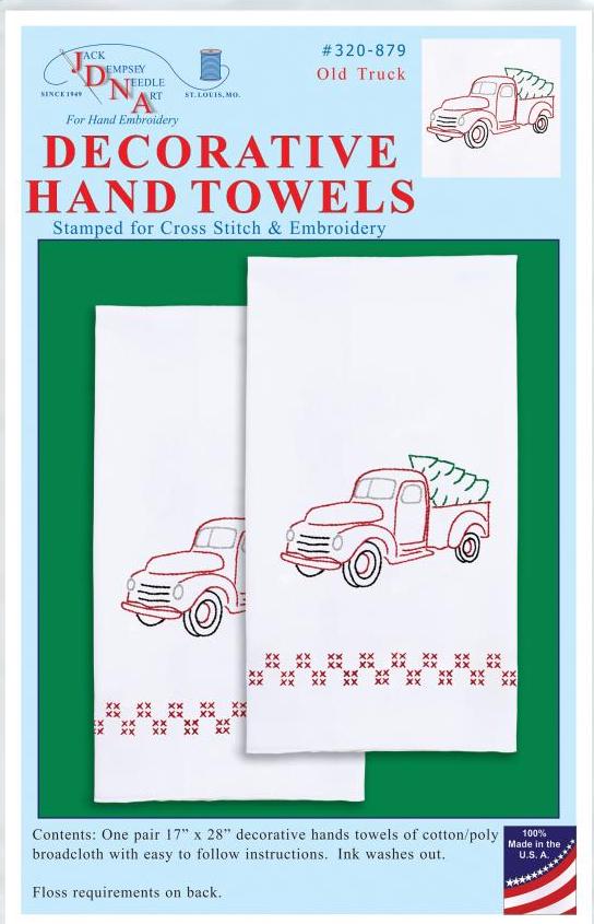 DIY Dempsey Old Truck Christmas Tree Stamped Cross Stitch Guest Hand Towel Kit