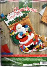 Load image into Gallery viewer, DIY Bucilla Santas Visit Toys Puppy Dog Christmas Eve Felt Stocking Kit 86702
