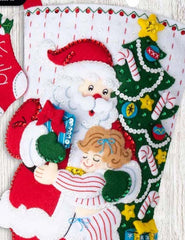 DIY Bucilla Christmas Hugs Santa Child Toys Holiday Felt Stocking Kit