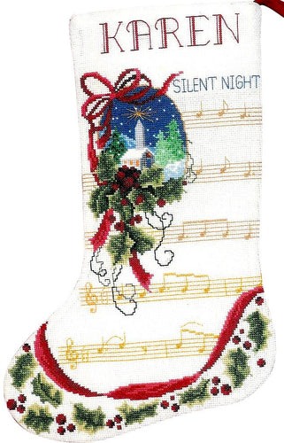 DIY Janlynn Silent Night Christmas Counted Cross Stitch Stocking Kit 211913