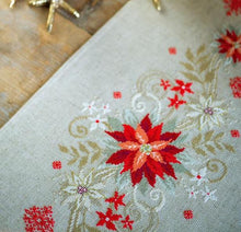Load image into Gallery viewer, DIY Vervaco Christmas Poinsettia Counted Cross Stitch Table Runner Scarf Kit