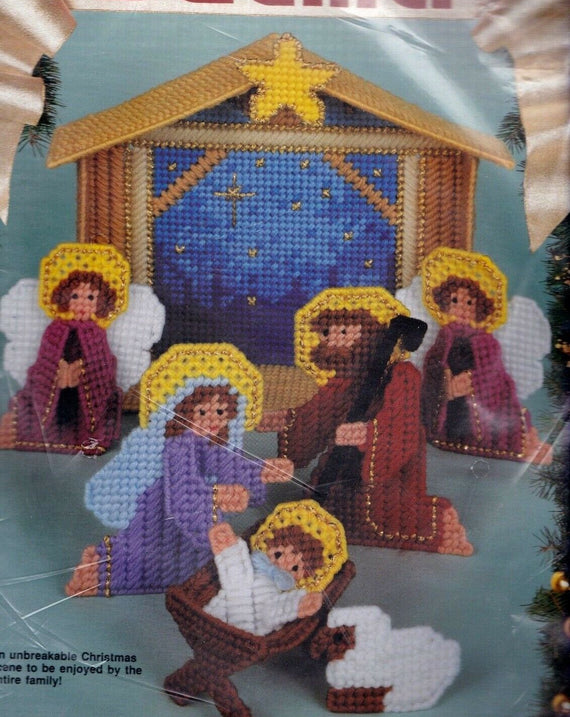 DIY Bucilla Manger Scene Christmas Nativity Plastic Canvas Craft Kit