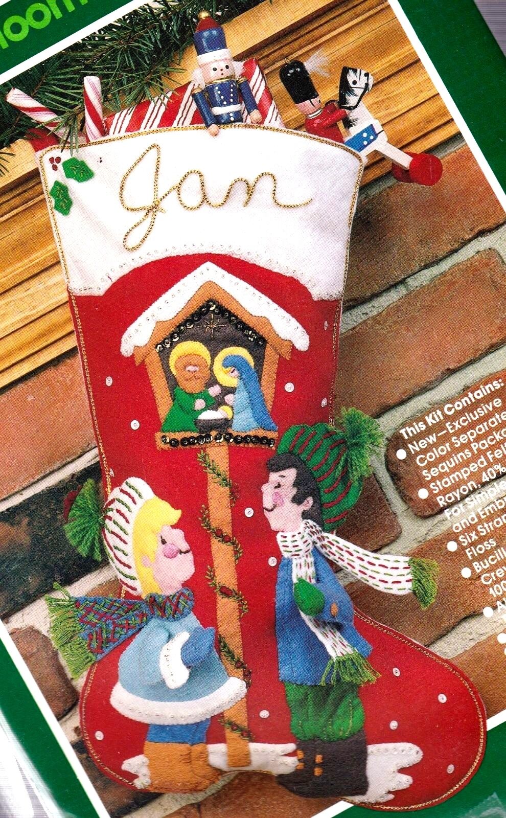 DIY Vintage Miracle of Christmas Nativity Manger Felt Stocking Kit Bucilla 48977