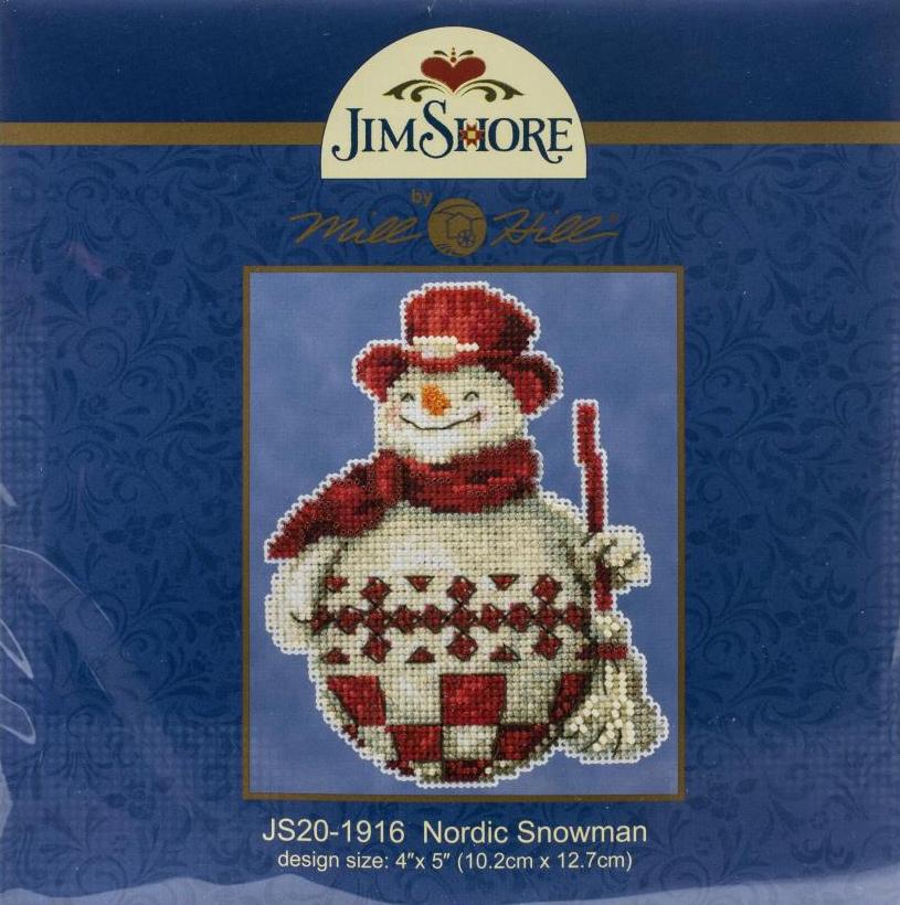 DIY Mill Hill Nordic Snowman Jim Shore Christmas Bead Cross Stitch Picture Kit