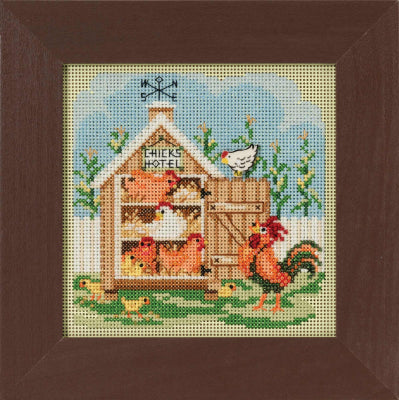 DIY Mill Hill Chicks Hotel Chickens Spring Button Bead Cross Stitch Picture Kit