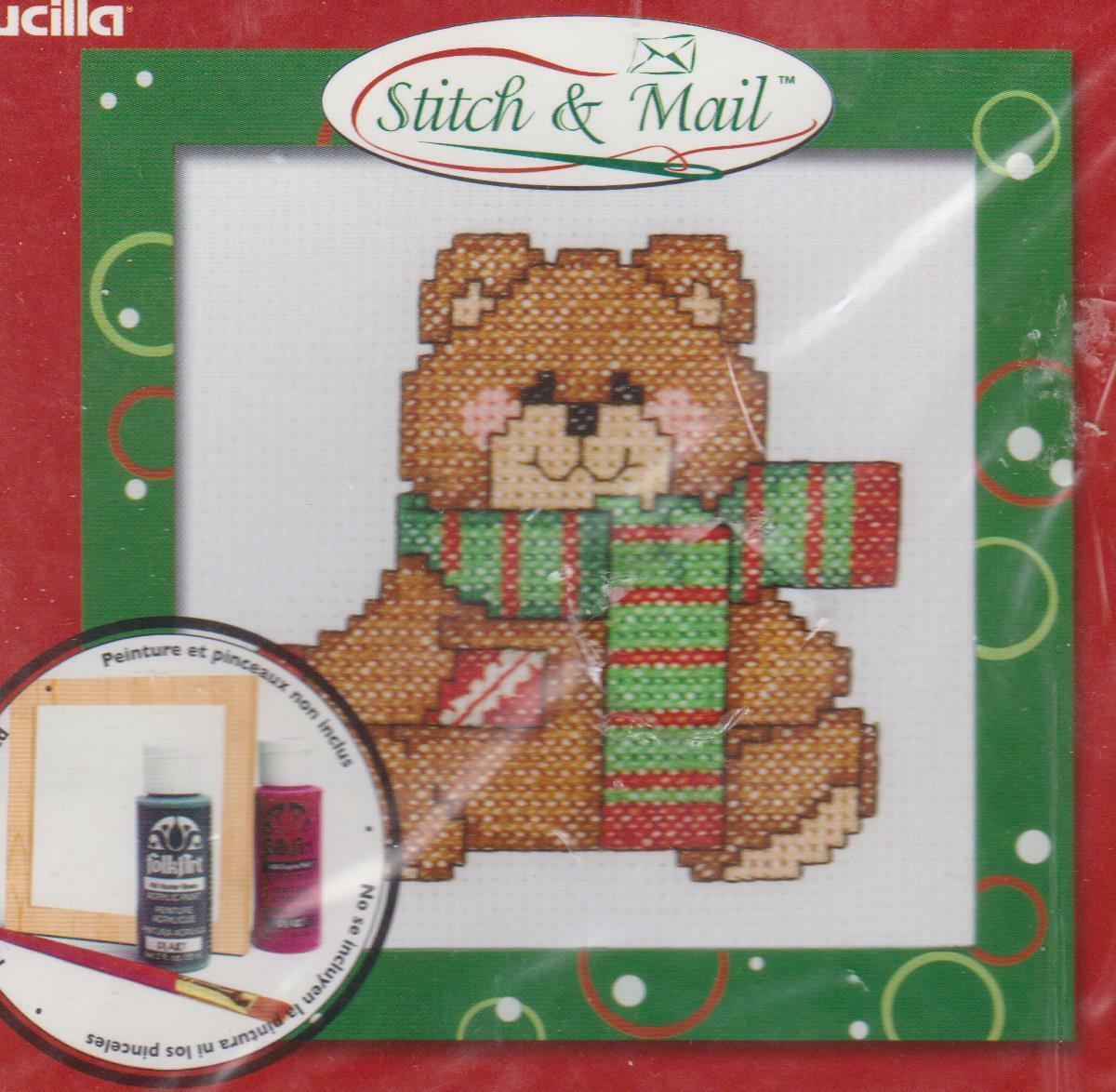 DIY Bucilla Teddy Bear Stitch & Mail Christmas Counted Cross Stitch Kit