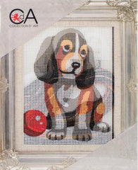 DIY Collection D'Art Puppy with Ball Needlepoint Hanging Picture Kit 5