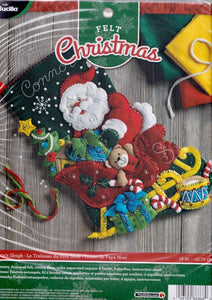 DIY Bucilla Santas Sleigh Christmas Eve Delivery Gifts Felt Stocking Kit 86866