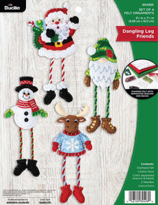 DIY Bucilla Dangling Leg Friends Christmas Gnome Felt Tree Ornament Kit 89498E