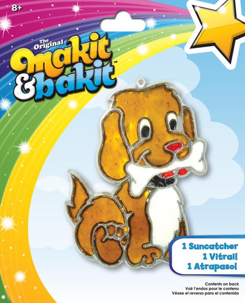 DIY Makit & Bakit Dog with Bone Puppy Stained Glass Suncatcher Kit Kid Craft