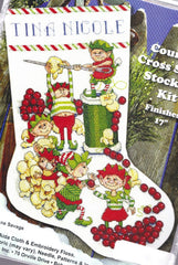 Design Works Cross Stitch Stocking Kit 17 Popcorn Elves (14 Count)