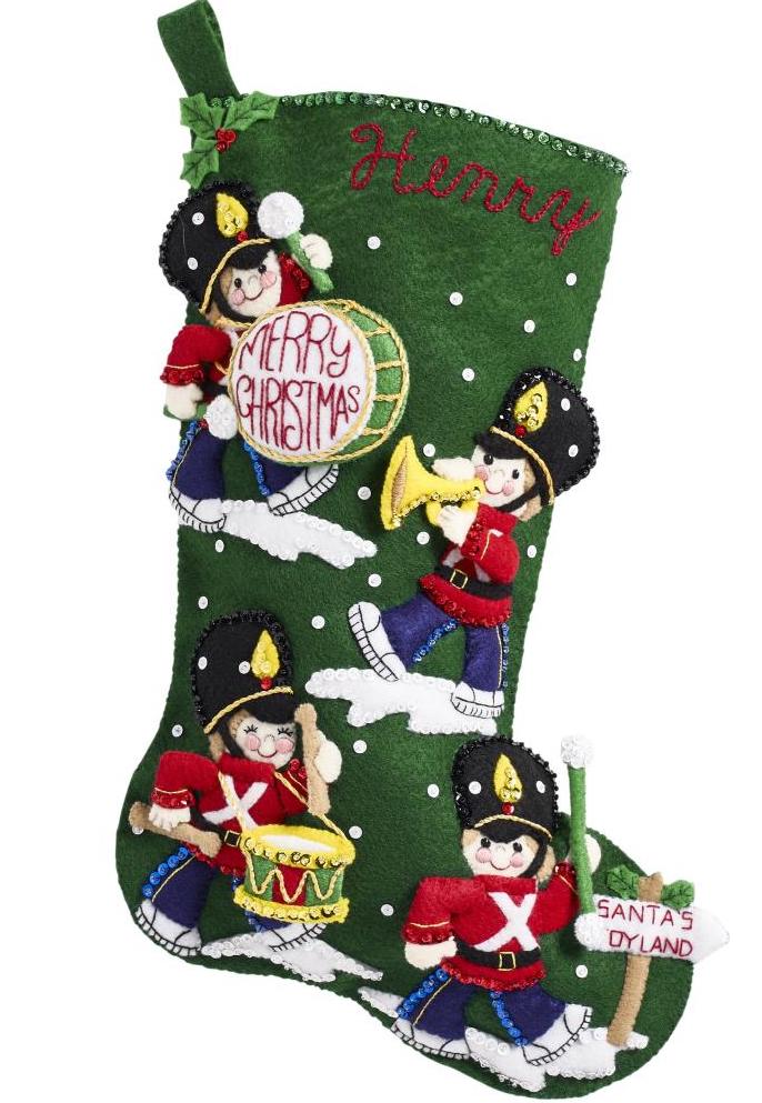 DIY Bucilla Toy Soldiers Marching Band Drum Christmas Felt Stocking Kit 89306E