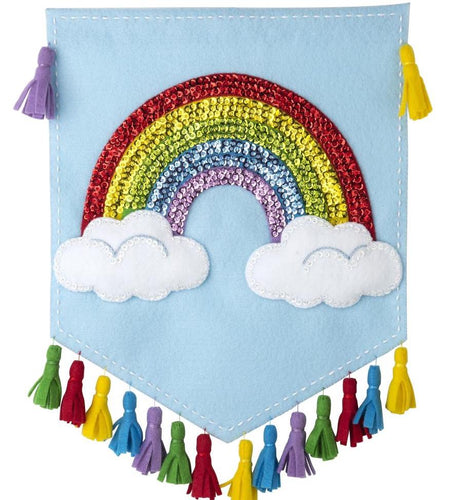 DIY Bucilla Rainbow Cloud Summer Banner Felt Wall Hanging Craft Kit 89282E