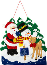 Load image into Gallery viewer, DIY Bucilla The Christmas Squad Santa Snowman Wall Hanging Felt Craft Kit 89452E