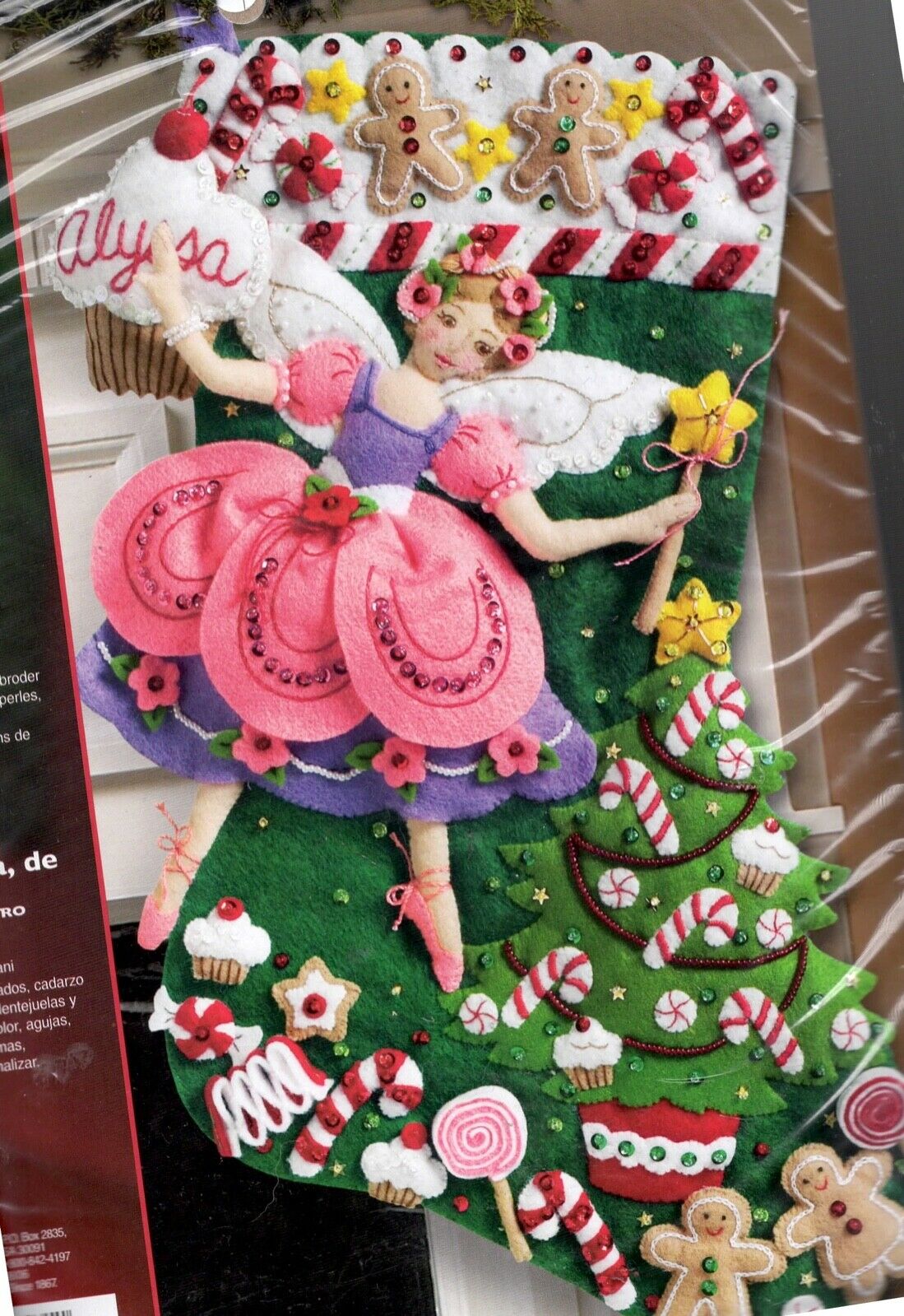 DIY Bucilla Sugar Plum Fairy Candy Sweets Christmas Felt Stocking Kit 85431