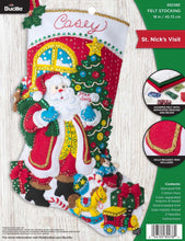 Load image into Gallery viewer, DIY Bucilla St Nicks Visit Santa Delivery Christmas Eve Felt Stocking Kit 89238E