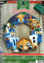 Load image into Gallery viewer, DIY Bucilla Town of Bethlehem Manger Nativity Christmas Wreath Felt Kit 86734