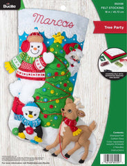 DIY Bucilla Tree Party Snowman Penguin Deer Christmas Felt Stocking Kit 89259E