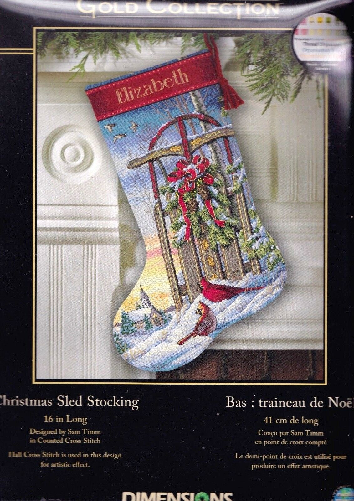 Dimensions Counted Cross Stitch Kit: Stocking: Christmas Sled - 41cm (16in)