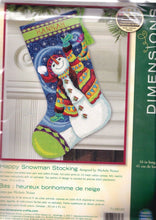 Load image into Gallery viewer, DIY Dimensions Happy Snowman Whimsical Christmas Needlepoint Stocking Kit 09143