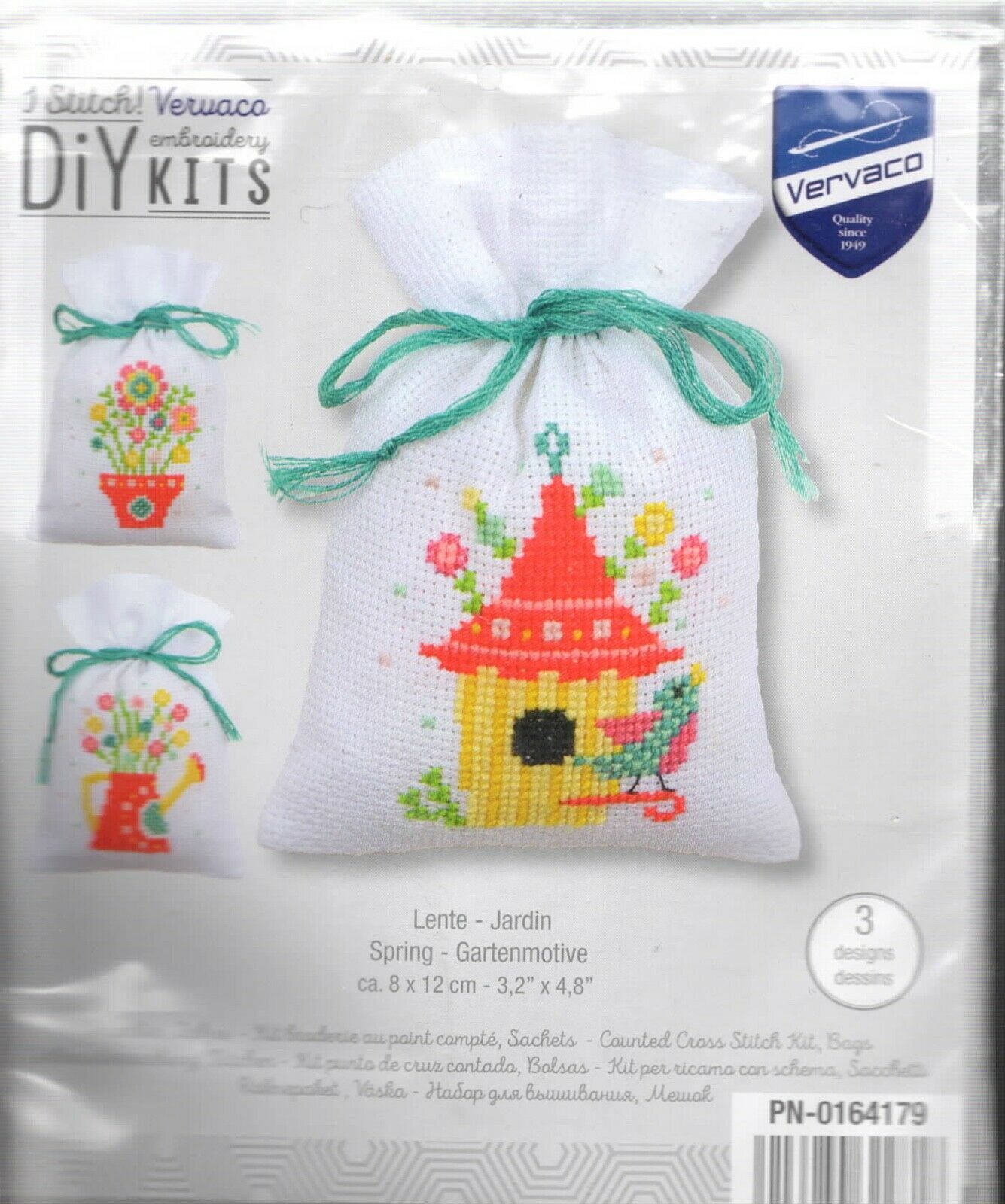 DIY Vervaco Spring Potpourri Gift Bag Counted Cross Stitch Kit set/3
